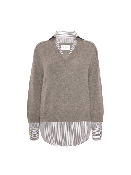 V-Neck Printed Layover Pullover