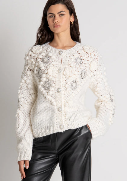 Knitted Cardigan with 3D Stitch and jewellery Applications