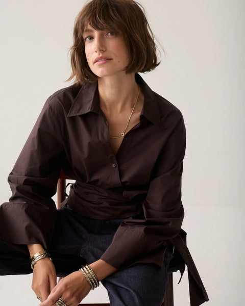 Wrap Blouse in Crispy Poplin - 2 Colours