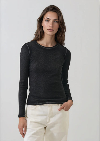 Vintage Wash Pima Long Sleeve Cotton Stretch Ribbed Tee