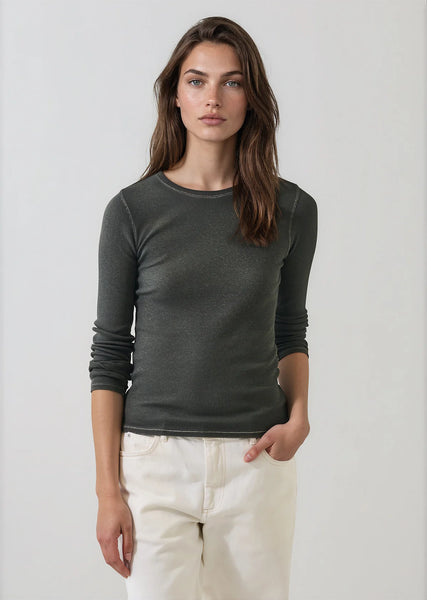 Vintage Wash Pima Long Sleeve Cotton Stretch Ribbed Tee
