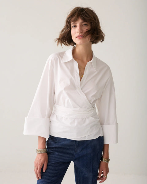 Wrap Blouse in Crispy Poplin - 2 Colours