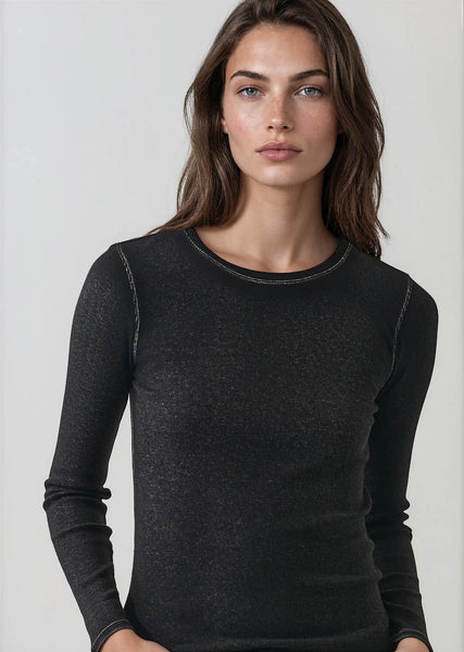 Vintage Wash Pima Long Sleeve Cotton Stretch Ribbed Tee
