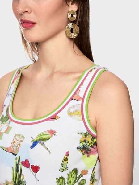 Ribbed Printed Tank Top