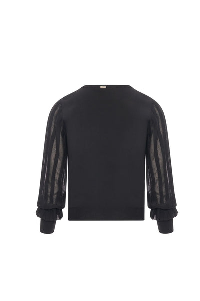 Knit Sweater with Plissé Effect Sleeves
