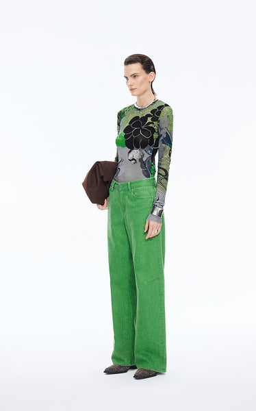 Oriental Print Second Skin Top- JNBY