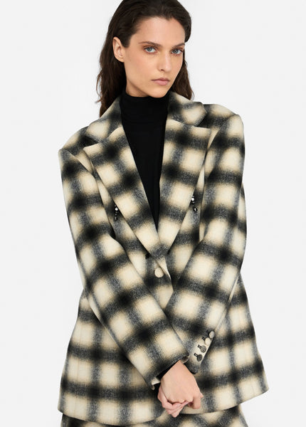 Chequered Jacket with Bejewelled Embroidery