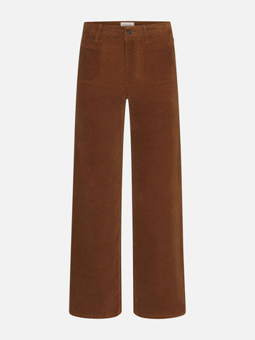 Le Slim Palazzo Modernist Pockets Corduroy in Maple Brown
