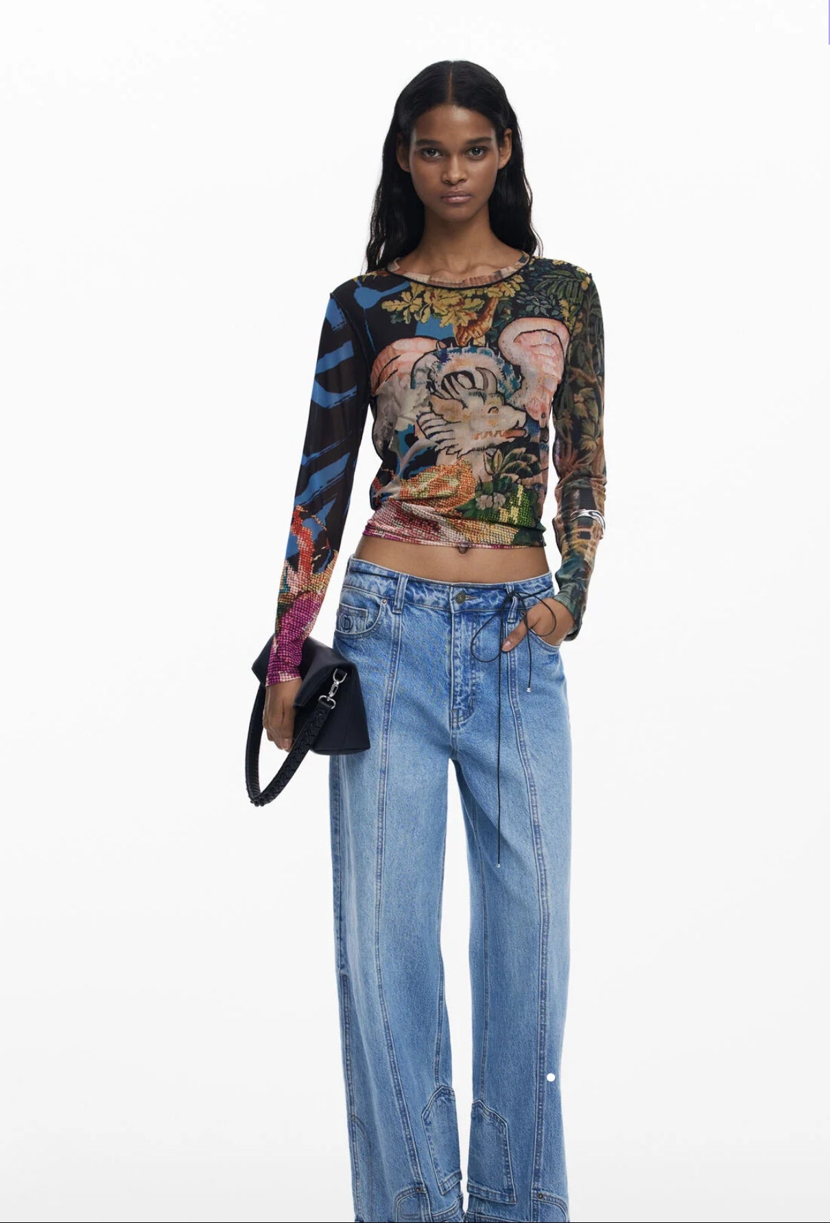 Dragon Print Sheer Top