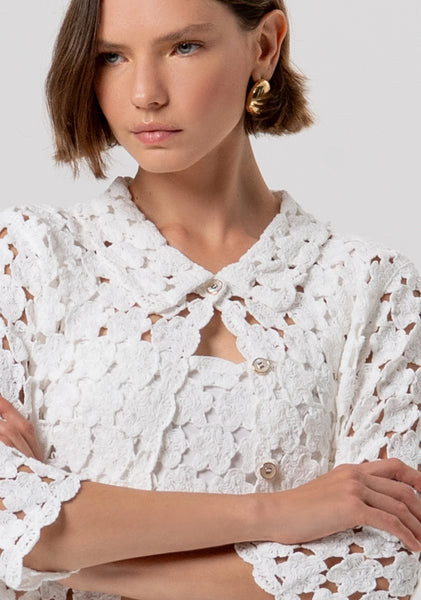Lace Cardigan With Collar