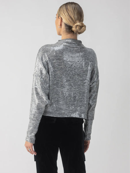 sequin Funnel Neck Top