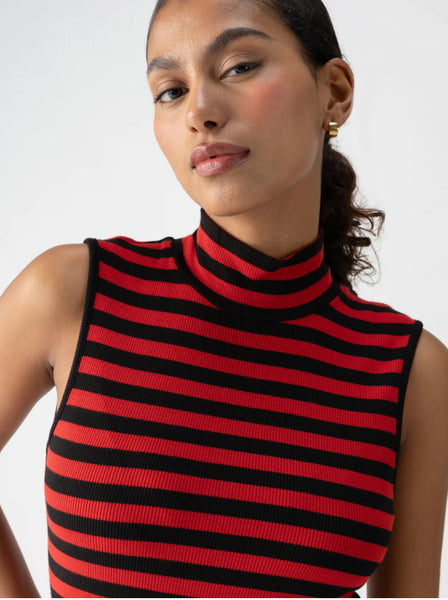 Essential Stripe Mock Neck