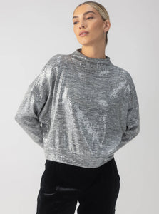 sequin Funnel Neck Top