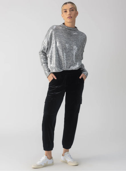 sequin Funnel Neck Top