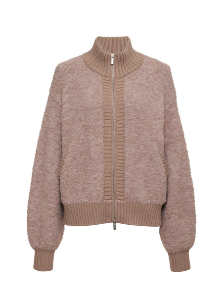 Boucle Knit Bomber Jacket