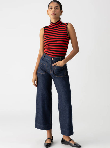 Essential Stripe Mock Neck