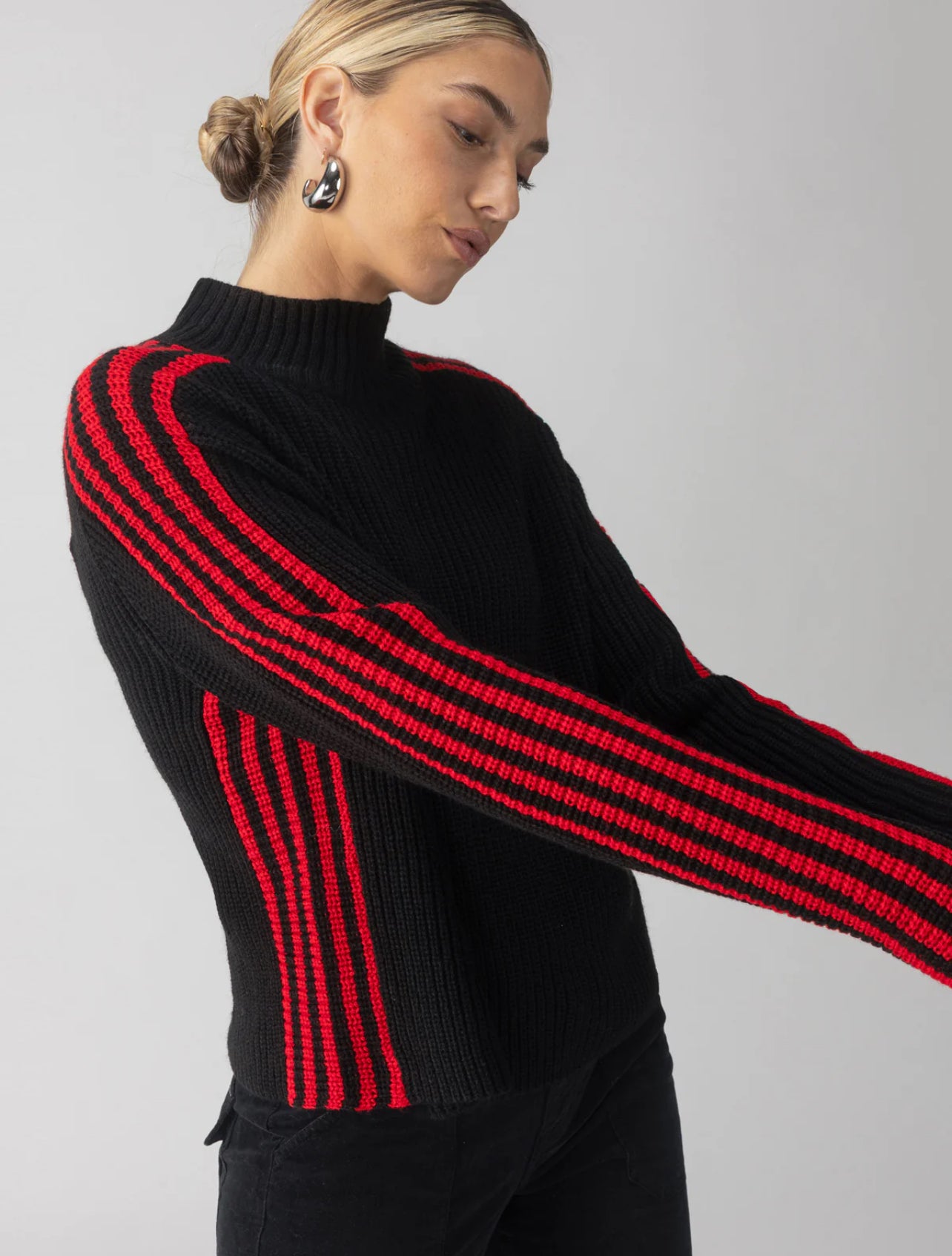 Sporty Stripe Mock Sweater