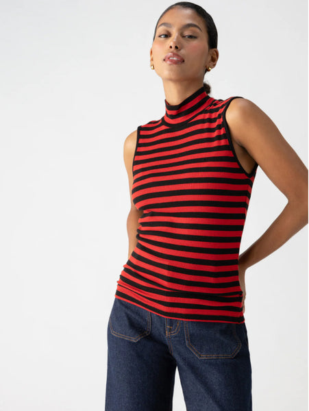 Essential Stripe Mock Neck