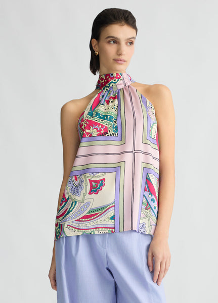 Printed Satin Top