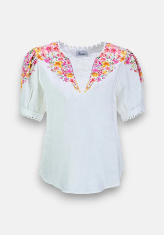 Linen Floral Blouse