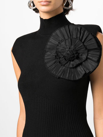 Turtleneck Top with Brooch