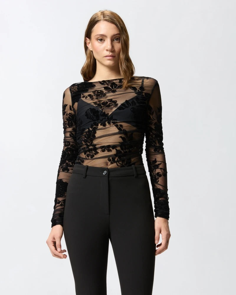 Mesh Velvet Print Top