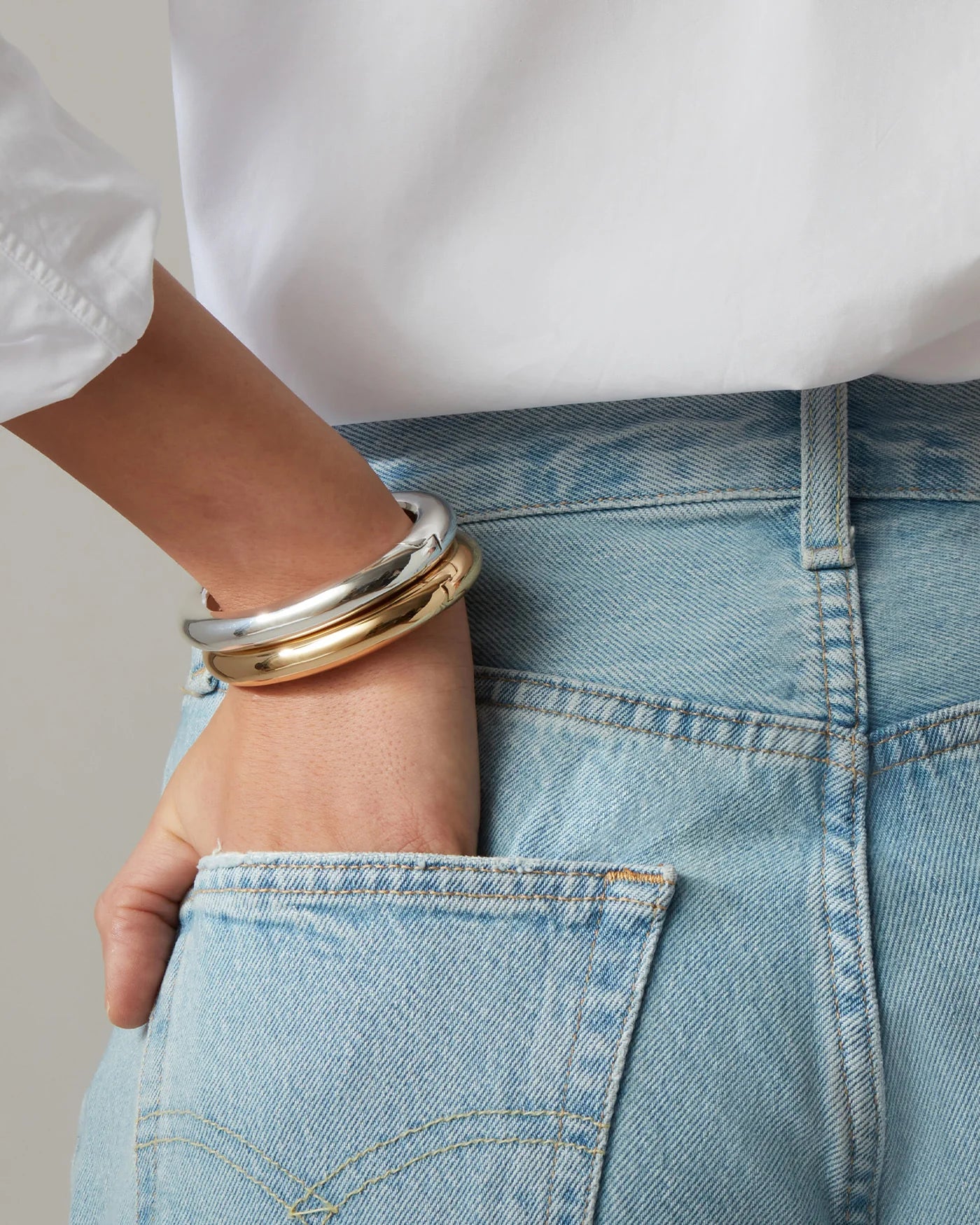 Gia Mega | Thick Silver Bangle Bracelet | JENNY BIRD Canada