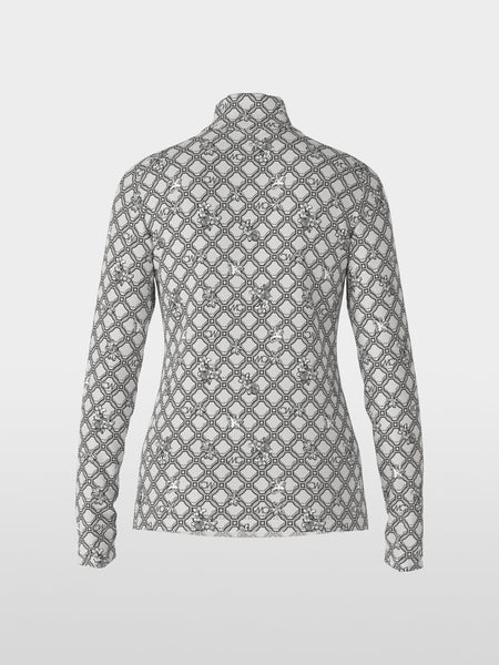 Fitted Turtle Neck Long Sleeve Logo Print Shirt