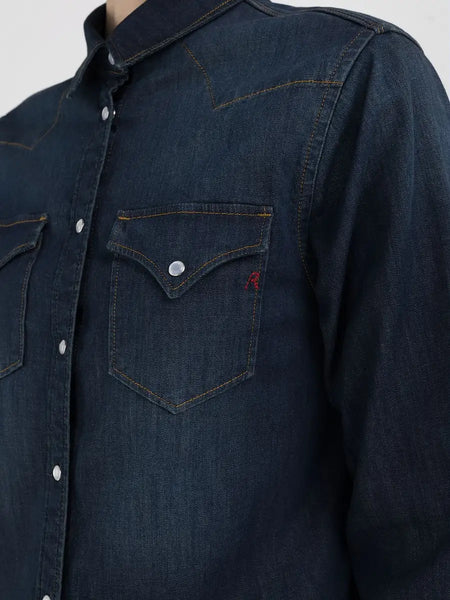 Dark Denim Slim Fit Western Shirt