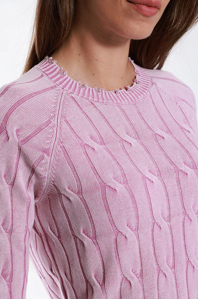 Novelty Cotton Cable Crew Neck