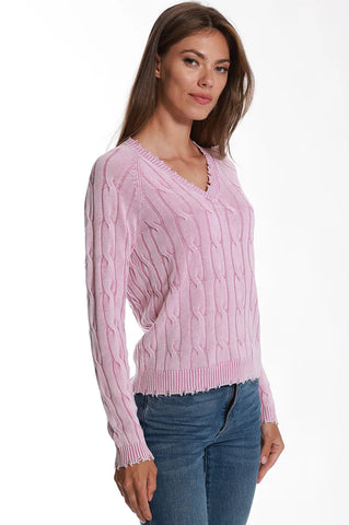 Novelty Cotton Cabel V-Neck