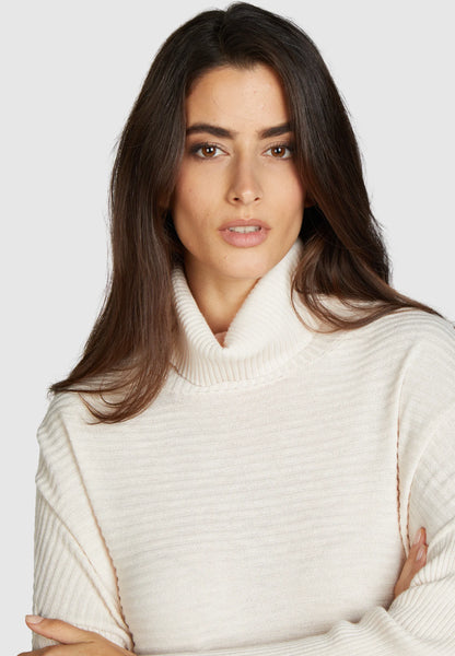 Rib Detail Turtleneck Sweater