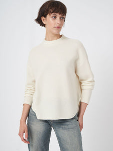 Fine Textured Knit Sweater with Round Hem