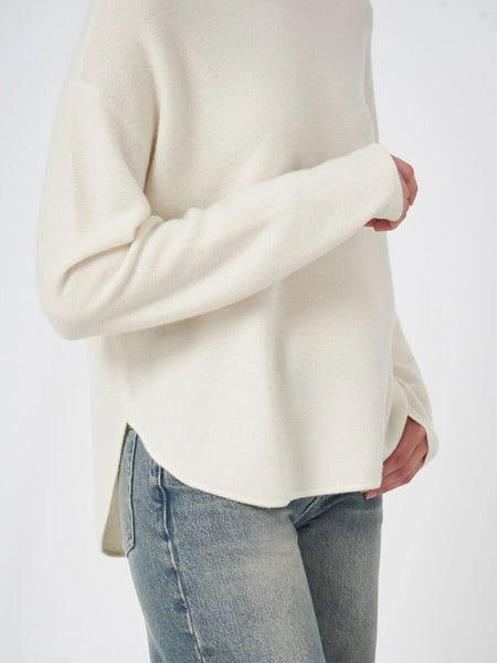 Fine Textured Knit Sweater with Round Hem