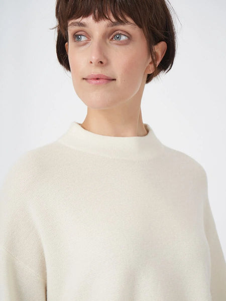 Fine Textured Knit Sweater with Round Hem