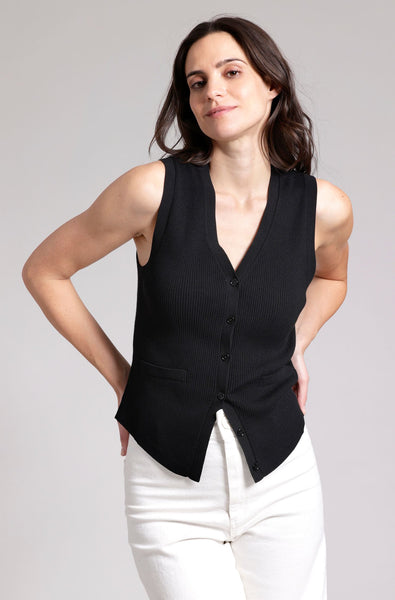 Ribbed Vest with Pockets