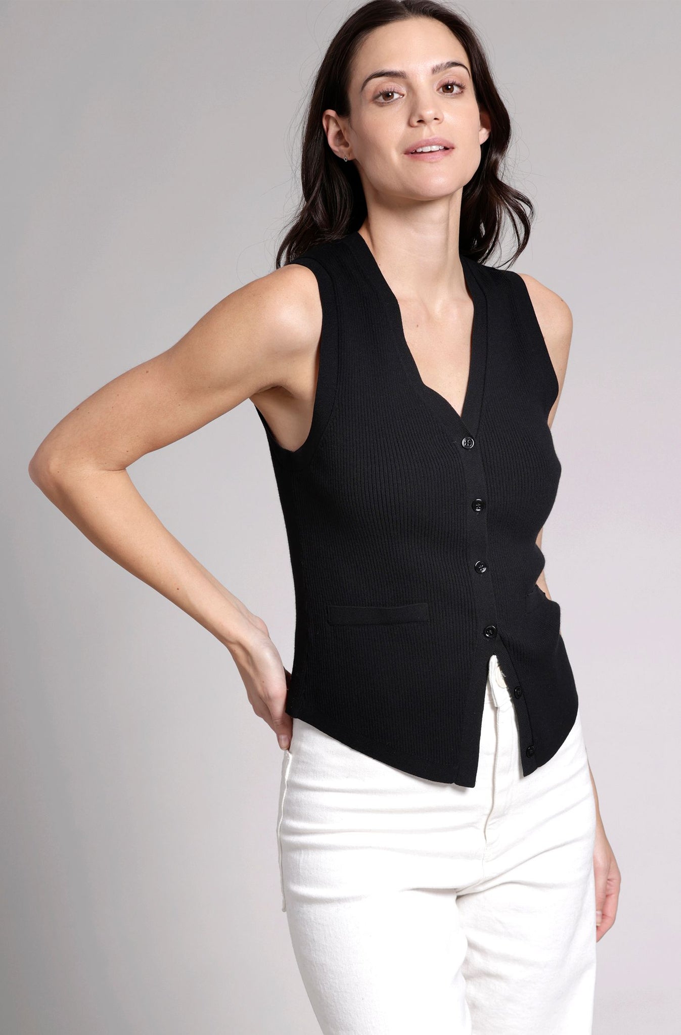 Ribbed Vest with Pockets