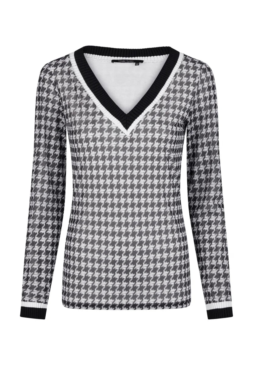 Mesh Shirt with Houndstooth Pattern