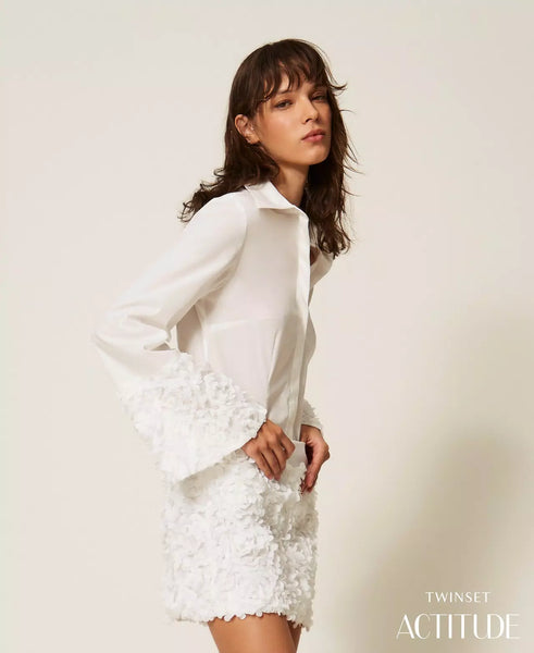 Poplin Shirt With Flower Cuff