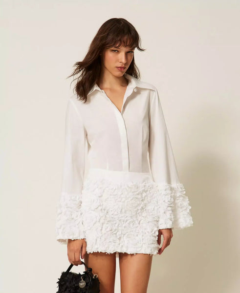 Poplin Shirt With Flower Cuff