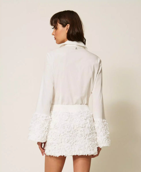 Poplin Shirt With Flower Cuff