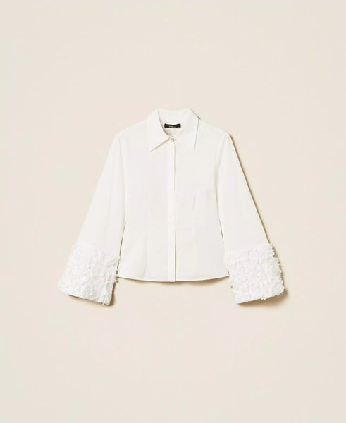 Poplin Shirt With Flower Cuff
