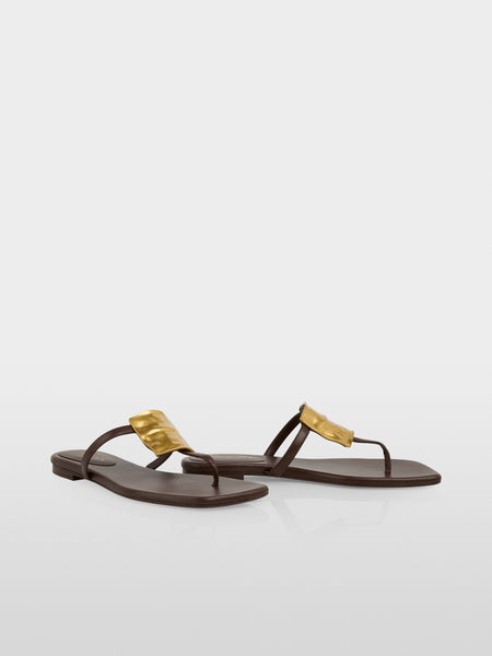 Leather Sandal With Gold Ornament