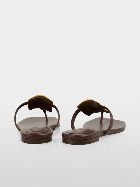 Leather Sandal With Gold Ornament
