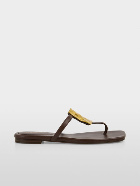 Leather Sandal With Gold Ornament
