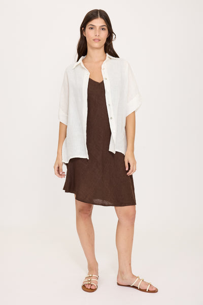 Linen Blouse W/ Mesh Cotton Back