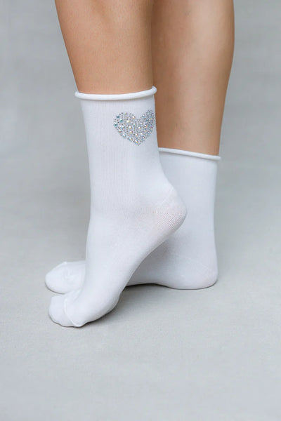 Rhinestone Heart Socks - 2 Colours