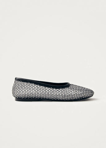 Lorain Mesh Glow Black Leather Ballet Flats