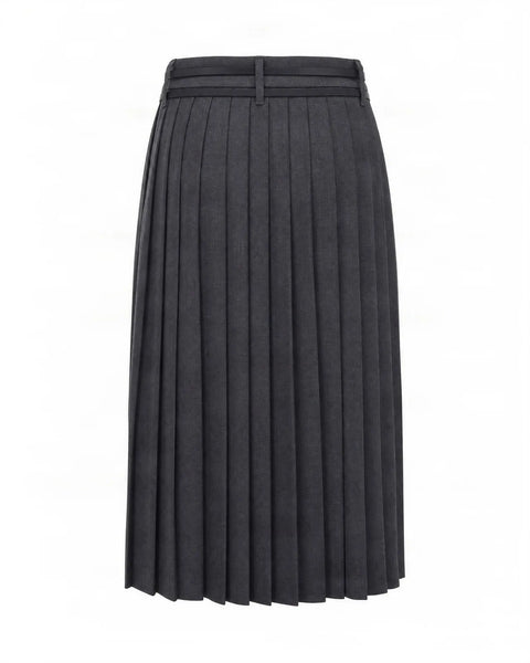 Double Belted Pleated Skirt
