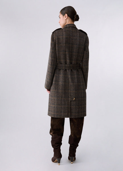 Camel Check Wool Coat